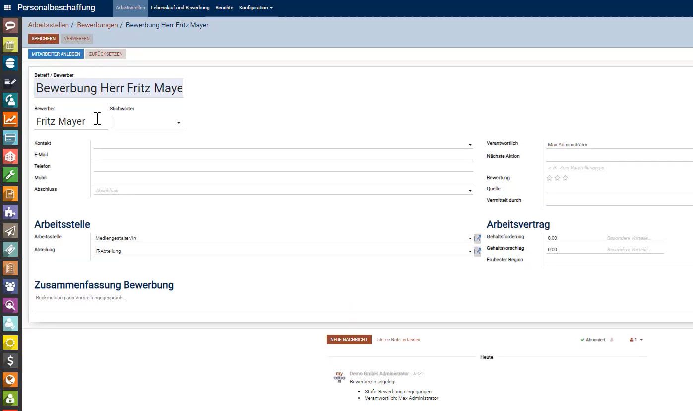 Personalbeschaffung mit Odoo - Details 