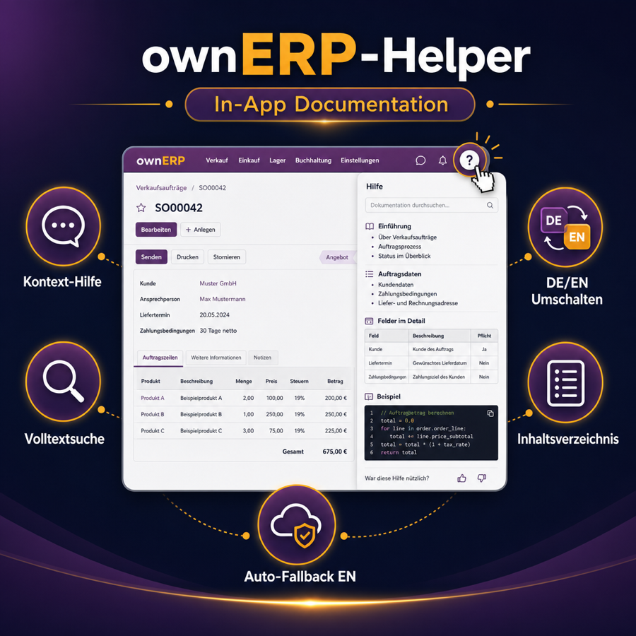 ownERP-Helper – In-App Documentation