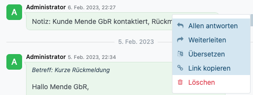 Screenshot: Ein Klick, eine Übersetzung