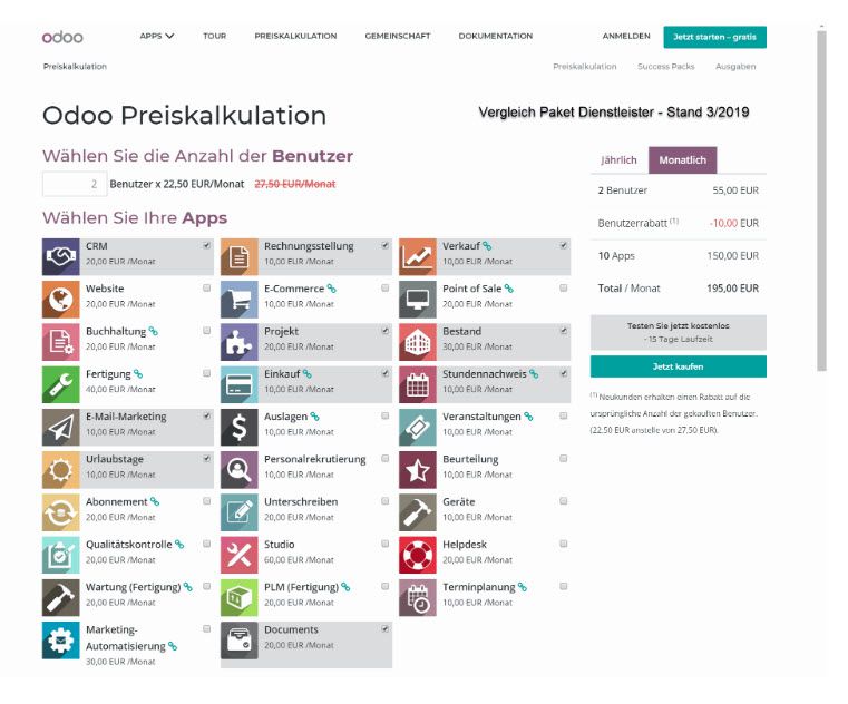 Vergleich ownERP Dienstleister mit Odoo Enterprise Vergleich ownERP Dienstleister mit Odoo Enterprise