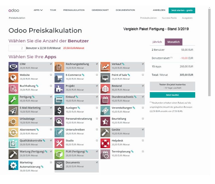 Vergleich ownERP Fertigung mit Odoo Enterprise Vergleich ownERP Fertigung mit Odoo Enterprise