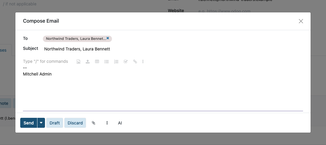 E-Mails aus Odoo über Outlook versenden