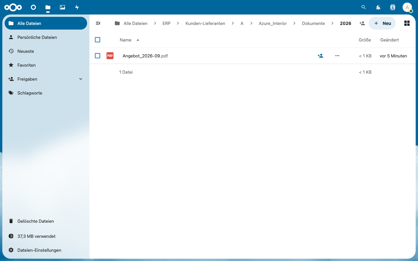 Ihre Nextcloud, vom Datensatz aus gesehen